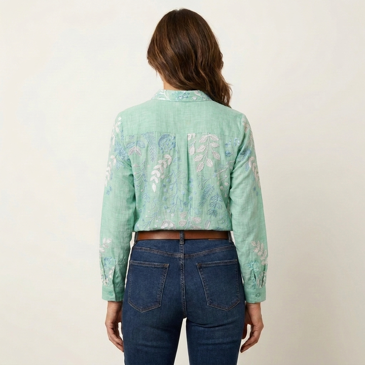Lorielle | Blouse col V à imprimé botanique
