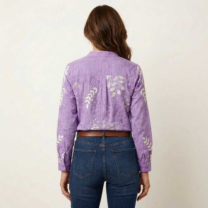 Lorielle | Blouse col V à imprimé botanique