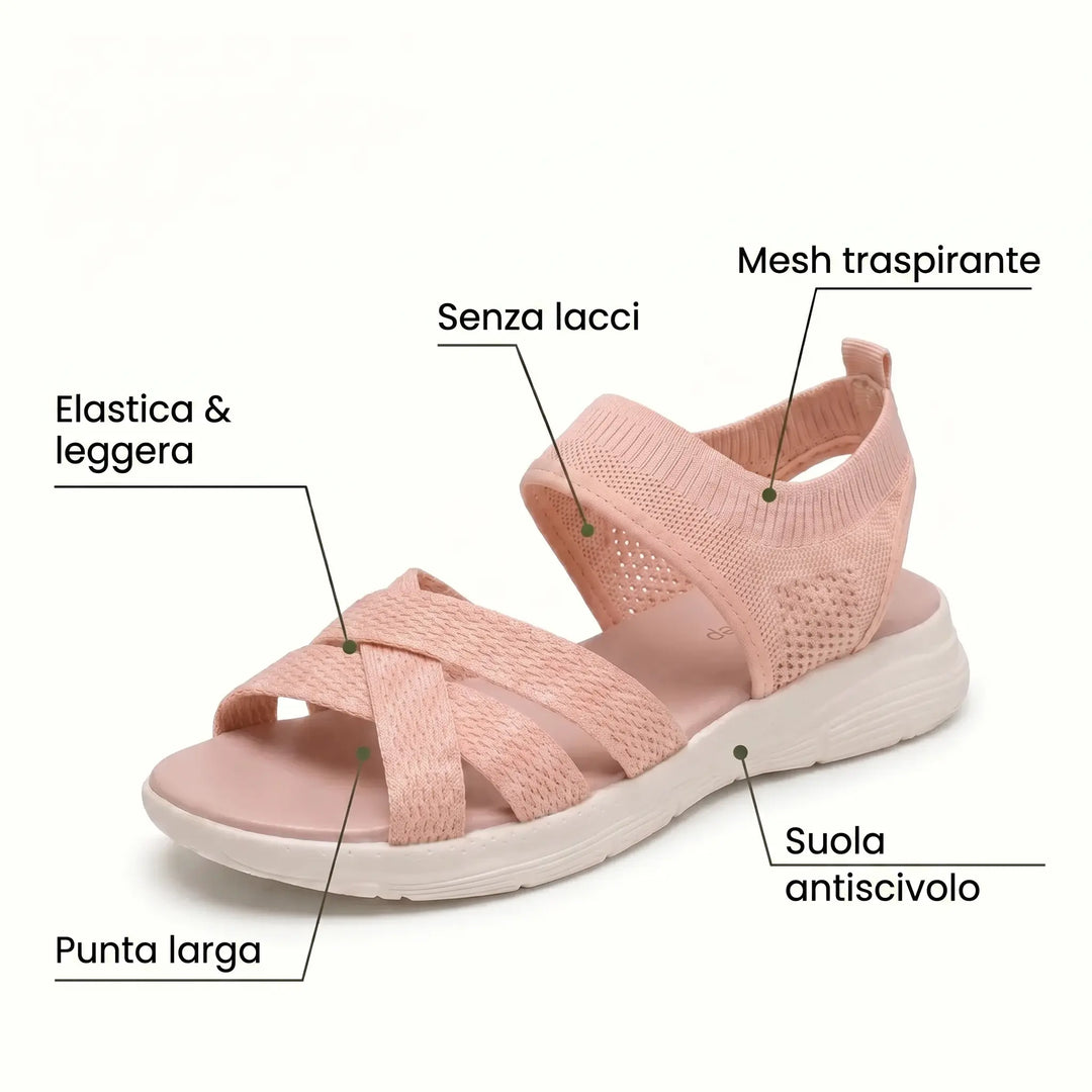 ErgoLina | Sandales en maille à brides croisées