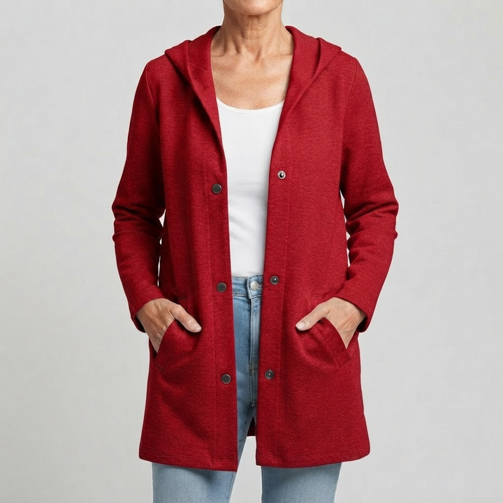 Costanza | Cardigan long à capuche et boutons