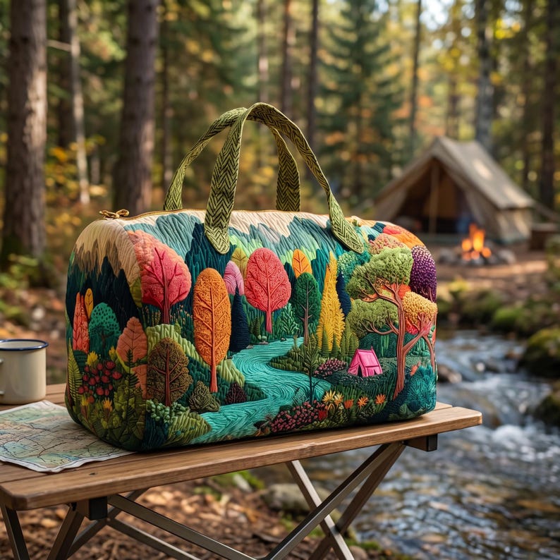 Marie – sac de voyage matelassé à la forêt colorée