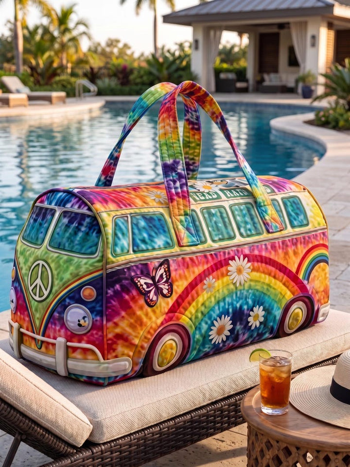 Mylène – sac de voyage matelassé hippie arc-en-ciel