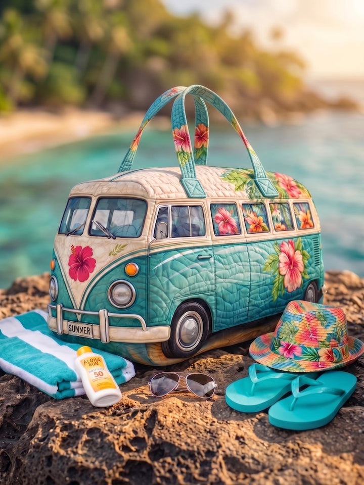 Lydia – sac de voyage matelassé à l’hibiscus tropical