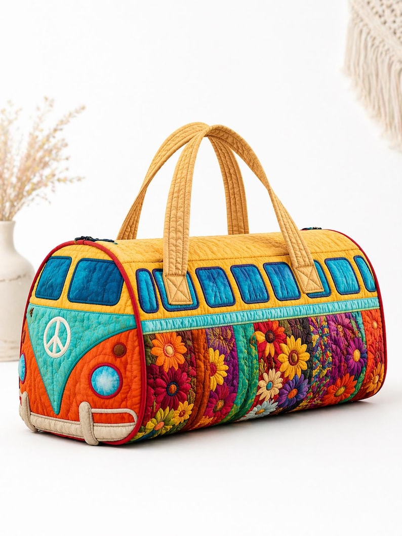 Émilie – sac de voyage matelassé floral bohème rétro – vue produit