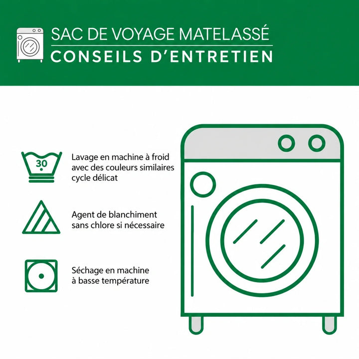 Conseils d’entretien du sac de voyage matelassé