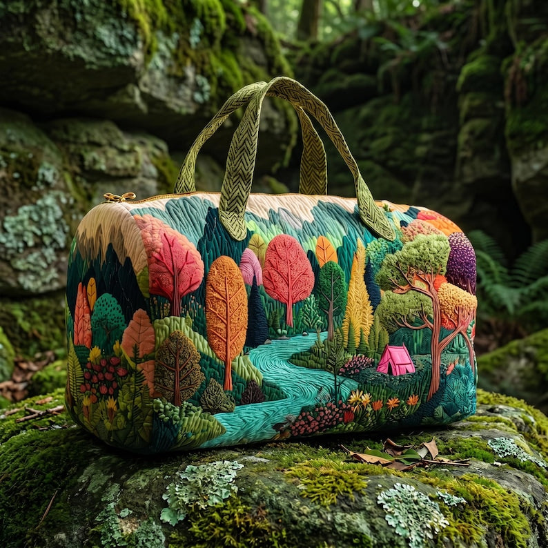 Marie – sac de voyage matelassé à la forêt colorée – vue produit