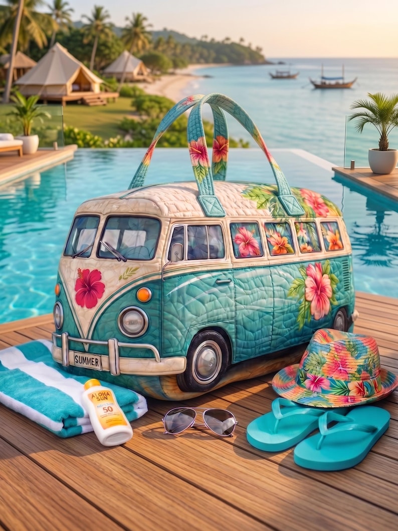 Lydia – sac de voyage matelassé à l’hibiscus tropical – vue produit