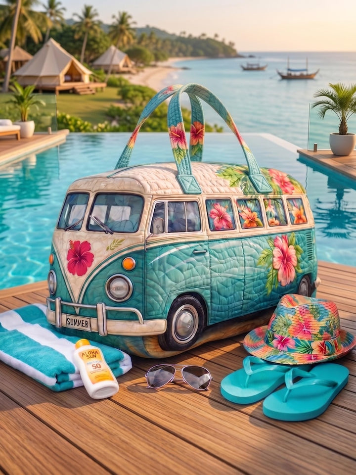 Lydia – sac de voyage matelassé à l’hibiscus tropical – vue produit