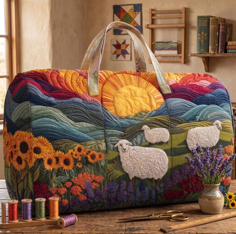 Chloé – sac de voyage matelassé aux moutons de campagne – vue produit