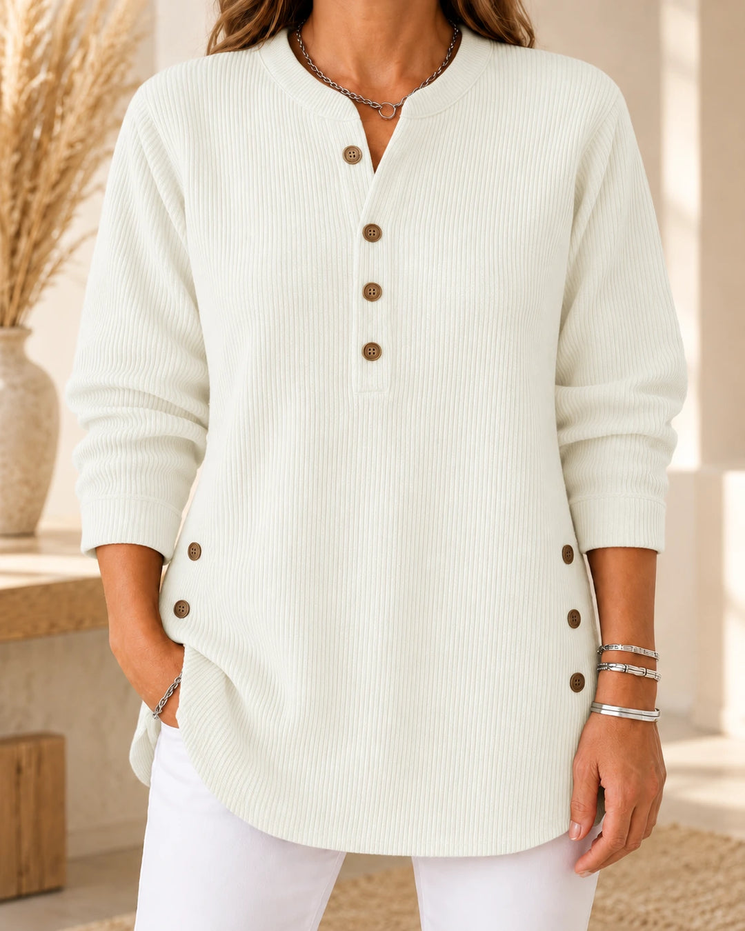 Nives | Tunique Henley boutonnée