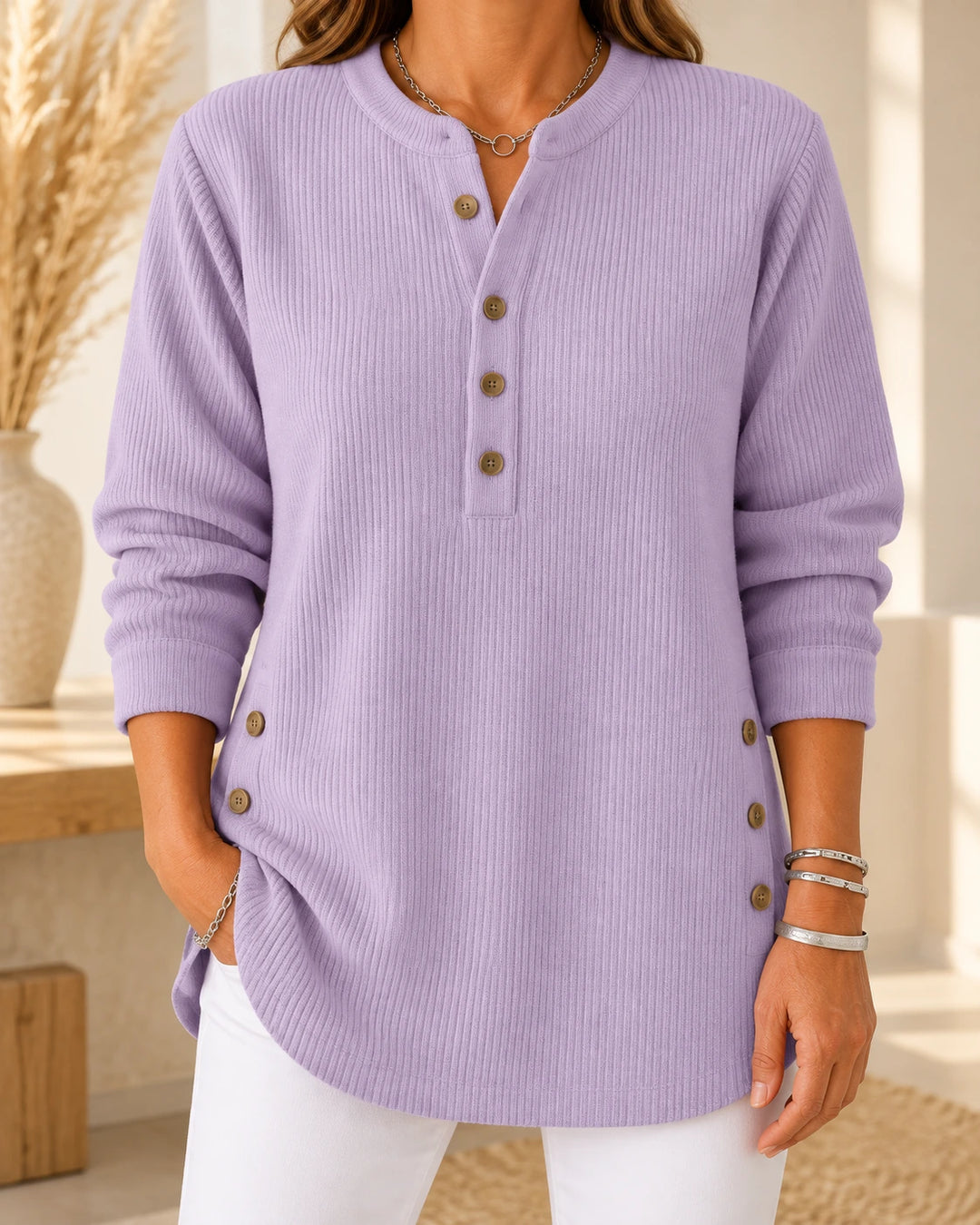 Nives | Tunique Henley boutonnée