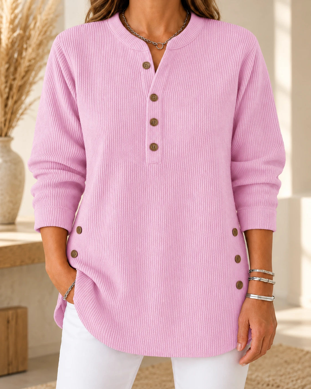 Nives | Tunique Henley boutonnée