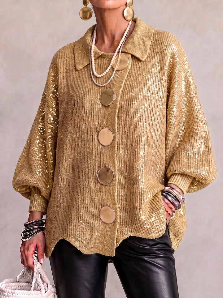 Ortensia | Cardigan oversize à boutons dorés