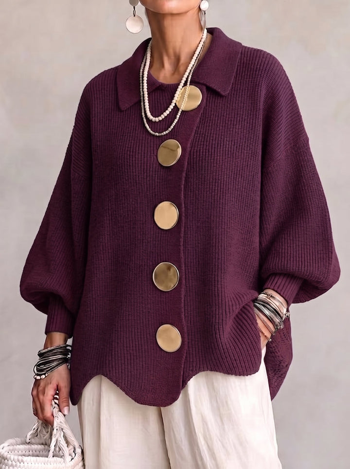 Ortensia | Cardigan oversize à boutons dorés