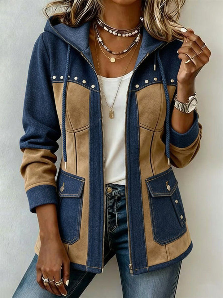 Camille™ | Veste à capuche style patchwork
