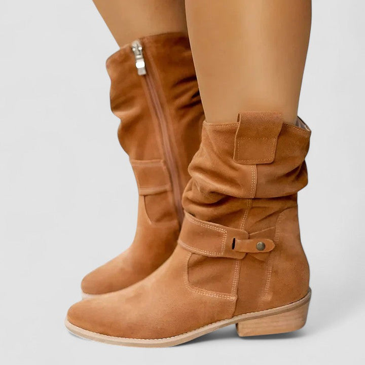 Nadine | Bottes mi-mollet à bride et fermeture éclair