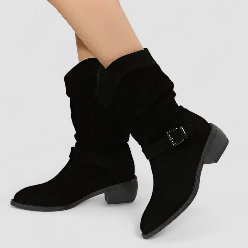 Nadine | Bottes mi-mollet à bride et fermeture éclair