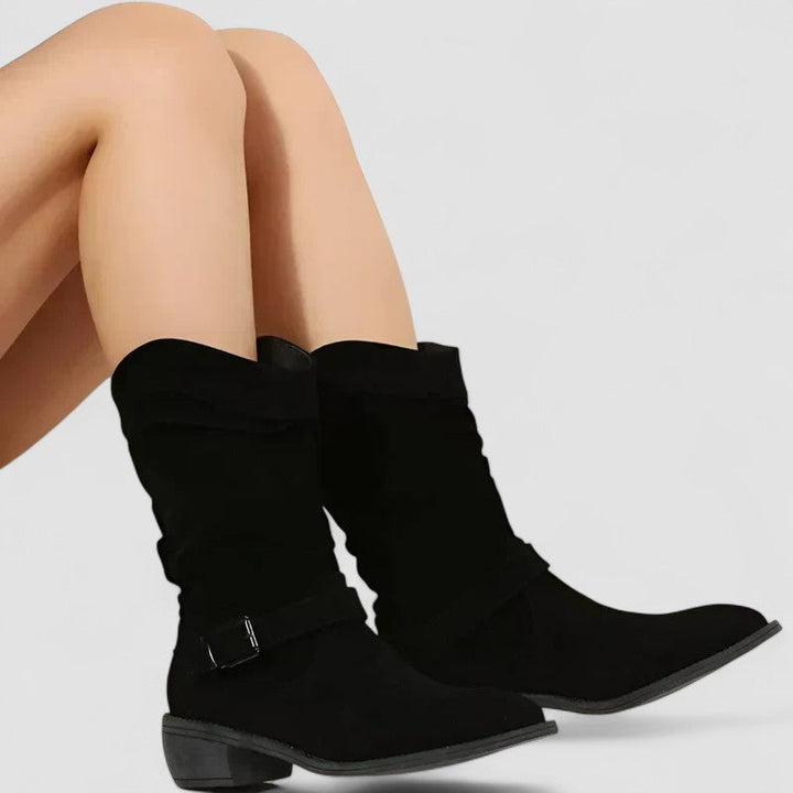 Nadine | Bottes mi-mollet à bride et fermeture éclair