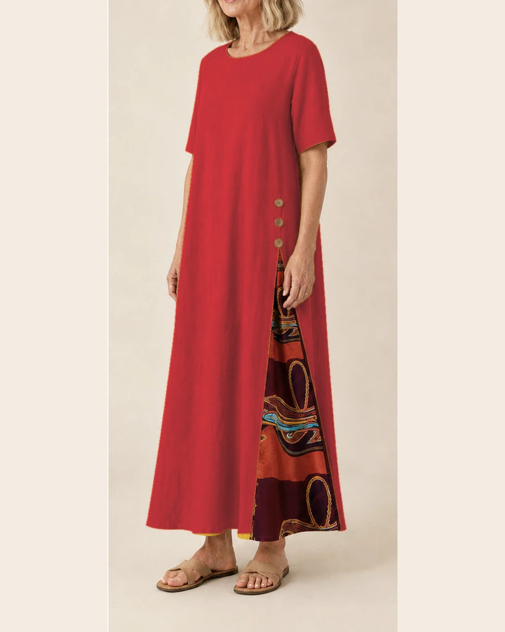 Robe Maurene rouge – vue trois-quarts