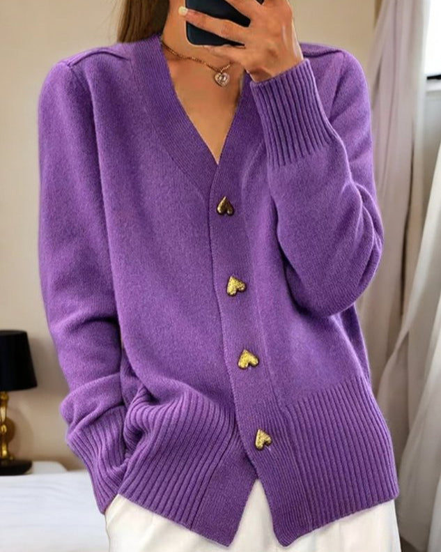 Adele | Cardigan Élégant avec Boutons en Forme de Cœur