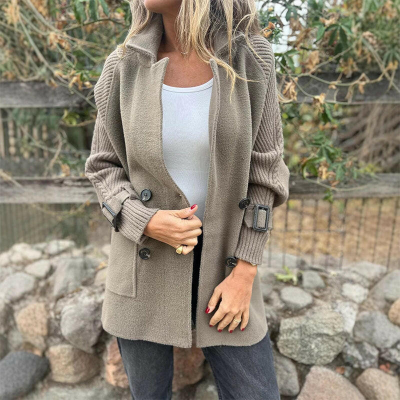 Rosanna | Manteau Croisé avec Manches en Maille